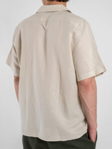 OVER-D Camicia in lino con collo coreana OC1S2S5C25 Greige (1)