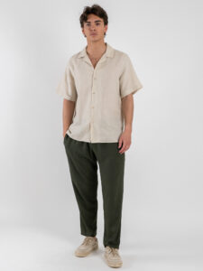 OVER-D Camicia in lino con collo coreana OC1S2S5C25 Greige (2)