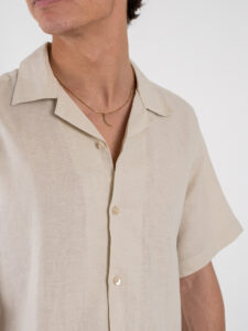 OVER-D Camicia in lino con collo coreana OC1S2S5C25 Greige (4)