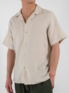 OVER-D Camicia in lino con collo coreana OC1S2S5C25 Greige (5)