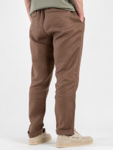 OVER-D Pantalaccio da abito Slim Fit in lino con coulisse in vita OE1S2S5P54 Cacao (1)