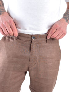 OVER-D Pantalone chinos da abito in Lino OE1S2S4P53 Cacao (1)