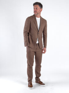 OVER-D Pantalone chinos da abito in Lino OE1S2S4P53 Cacao (2)
