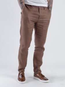 OVER-D Pantalone chinos da abito in Lino OE1S2S4P53 Cacao (3)