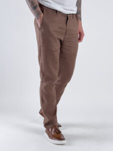 OVER-D Pantalone chinos da abito in Lino OE1S2S4P53 Cacao (4)