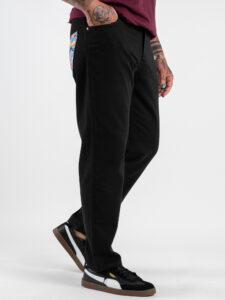 V2 Jeans regular con tasca sul retro in fantasia carpe koi JTCLS Nero (6)