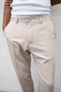Abito regular leggero in poliviscosa con Giacca un bottone + Pantalone cropped TKN028 Beige (4)