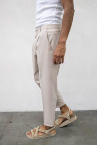 Abito regular leggero in poliviscosa con Giacca un bottone + Pantalone cropped TKN028 Beige (9)