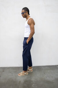 Abito regular leggero in poliviscosa con Giacca un bottone + Pantalone cropped TKN028 Blu (5)