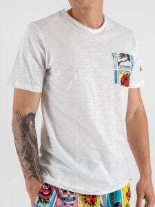 BERNA T-shirt in cotone con taschino stampa Tarocchi 251166 (3)