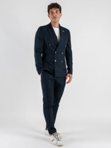 BLACKSUNDAY Abito con Giacca Doppio petto + Pantalone chinos WASABI Blu (6)