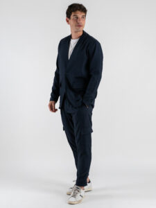 BLACKSUNDAY Abito con Giacca scollo a V + Pantalone tasconato SANTA FE Blu (3)