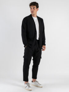 BLACKSUNDAY Abito con Giacca scollo a V + Pantalone tasconato SANTA FE Nero (7)