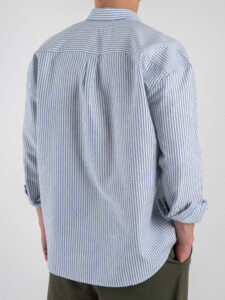 BLACKSUNDAY Camicia over a righe in cotone con colletto BYE BYE Blu (1)