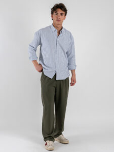 BLACKSUNDAY Camicia over a righe in cotone con colletto BYE BYE Blu (2)