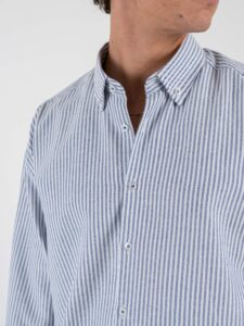 BLACKSUNDAY Camicia over a righe in cotone con colletto BYE BYE Blu (5)