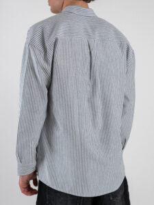 BLACKSUNDAY Camicia over a righe in cotone con colletto BYE BYE Nera (4)