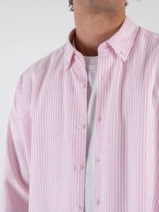 BLACKSUNDAY Camicia over a righe in cotone con colletto BYE BYE Rosa (1)