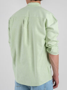 BLACKSUNDAY Camicia over a righe in cotone con colletto BYE BYE Verde (1)