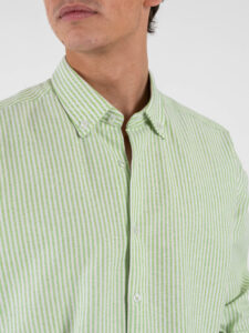 BLACKSUNDAY Camicia over a righe in cotone con colletto BYE BYE Verde (4)