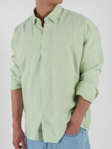 BLACKSUNDAY Camicia over a righe in cotone con colletto BYE BYE Verde (5)