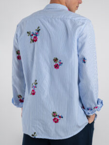 BLACKSUNDAY Camicia regular a righe ricamata con colletto KOS Azzurra (3)