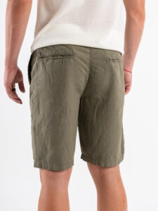 Bermuda regular in misto lino con elastico in vita KK903 Army Green (1)