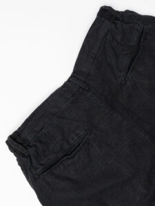 Bermuda regular in misto lino con elastico in vita KK903 Black (1)