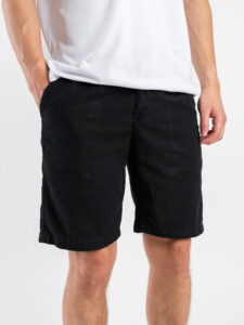 Bermuda regular in misto lino con elastico in vita KK903 Black (3)