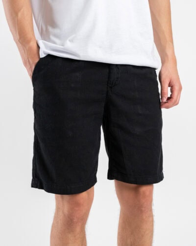 Bermuda regular in misto lino con elastico in vita KK903 Black 3 Nuovi Arrivi