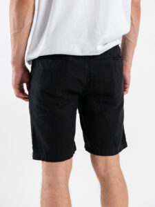 Bermuda regular in misto lino con elastico in vita KK903 Black (4)