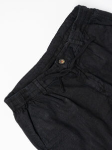Bermuda regular in misto lino con elastico in vita KK903 Black (5)
