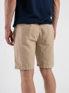Bermuda regular in misto lino con elastico in vita KK903 Camel (4)