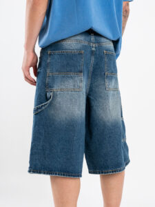 Bermuda work baggy in jeans slavato JD7974B Blu Denim (1)
