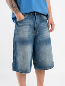Bermuda work baggy in jeans slavato JD7974B Blu Denim (5)