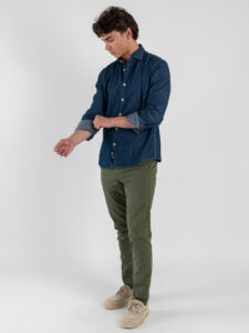 Camicia di jeans con collo alla francese SPARROW Blu (2)