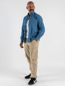 Camicia di jeans con collo alla francese SPARROW Blu (2)