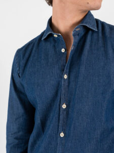 Camicia di jeans con collo alla francese SPARROW Blu (4)