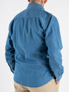 Camicia di jeans con collo alla francese SPARROW Blu (6)