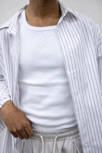 Camicia regular con riga larga e colletto KN045 BiancoViola (3)