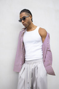 Camicia regular rigata con colletto KN045 GialloViola (4)