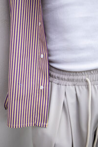 Camicia regular rigata con colletto KN045 GialloViola (5)