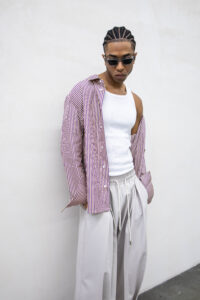 Camicia regular rigata con colletto KN045 GialloViola (8)