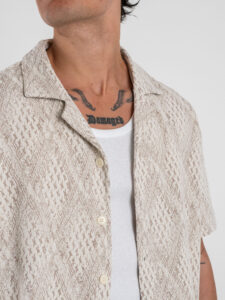 Coordinato Bermuda con coulisse in fantasia + Camicia mezze maniche AZ512 Beige (6)