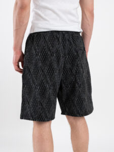 Coordinato Bermuda con coulisse in fantasia + Camicia mezze maniche AZ512 Nero (1)