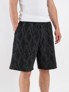 Coordinato Bermuda con coulisse in fantasia + Camicia mezze maniche AZ512 Nero (7)