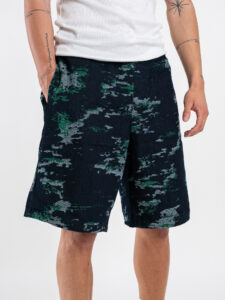 Coordinato Bermuda in jeans con cuciture colorate e coulisse + Camicia mezze maniche L815113 Navy (6)