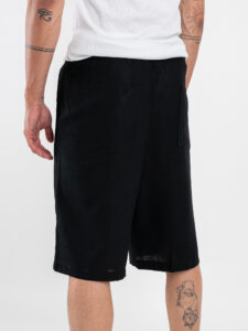 Coordinato corto in misto lino con camicia mm + bermuda con coulisse 7778 Nero (1)