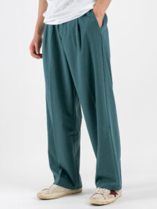 Coordinato giacchetta cropped + Pantalone baggy fit e coulisse ISA Verde Petrolio (8)