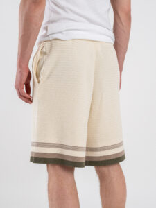 Coordinato in cotone lavorato Bermuda + Camicia mezze maniche W85897 Beige (1)